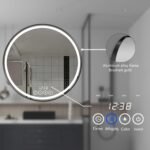 24 Inch Round LED Bathroom Mirror with Lights | Front Lit and Backlit,Black Frame, Dimmable, Anti-Fog, 3 Colors, Memory Function - Image 6