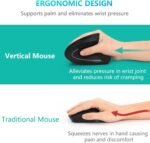 Lekvey Ergonomic Mouse, Rechargeable Vertical Wireless Mouse, Comfort Grip | Long Battery Life, USB-C Charging, Quiet Click, Carpal Tunnel Support, 2.4G Wireless, 3DPI 800/1200/1600, for Laptop, Mac, PC - Image 3