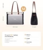 LOVEVOOK Laptop Tote Bag for Women Work, Teacher Tote Bag with Large Cup Holder, Waterproof Leather Computer Bag - Image 5