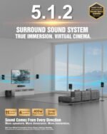 Wooden 5.1.2 Virtual Surround Sound System, 4 Surround Speakers Wired, 400W Peak Power, Sound Bars for Smart TV w/Subwoofer, 5.25'' Deep Bass, Home Theater TV System, ARC/Opt/BT/AUX - Image 2