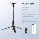 NEEWER 57.9" Selfie Stick Tripod Compatible with iPhone Samsung Android, Metal Portable Lightweight Travel Cell Phone Stand with Phone Holder Mount & Remote for Video Recording Filming, PA992 Black - Image 9