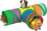 Rypet Guinea Pig Tunnel Hideout 3-Way Collapsible Small Pet Tubes, Rainbow | 3 Way Design for Exploration, Collapsible for Easy Storage, Built-in Play Ball, Hiding & Resting for Hamsters Ferrets - Image 2