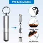 SIM Card Ejector Tray Removal Tool with Cleaning Brush, 2 in 1 EDC Portable Keychain Eject Pins Reset Needle Opener Cleaning Pen for All iPhone Airpods iPad Samsung Galaxy Cell Phone Smartphone - Image 4