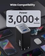 128W USB C Wall Charger,GaN III 3-Port Fast Charging Station,PD QC Foldable Charger Block Portable 65W Laptop Adapter for MacBook Pro/Air,iPad Pro,Galaxy S23,Dell XPS 13,iPhone 17/16/Pro etc - Image 5