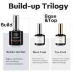 modelones Builder Nail Gel with Gel Top Coat, 3Pcs Clear Builder Nail Kit | Thickening Apex Building Extension Rhinestone Gel Tips Glue, U/V LED Lamp Cured for Home DIY Salon Girls - Image 3