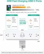 Mifaso PD30W Desk Clamp Power Strip, Surge Protector, Fast Charging Station | 4 Outlets, 4 USB (2 USB C), 5FT Extension Cord, Desk Organizer Gaming Accessories Office Essentials, Fits 1.96" Tabletop Edge - Image 3