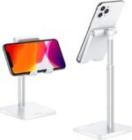 OMOTON CA02 Cell Phone Stand with Charging Hole for Desk Lightweight Silver | Fits iPhone 17/Samsung Galaxy 4-7" · Hands-Free Call · Gaming · Live Streaming · Compact Portable for Travel, Office, Home - Image 2