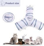 Cat Tunnel, Collapsible Tube with 1 Play Ball Toys, 3 Ways Tunnels for Indoor Cats, Puppy, Kitty, Kitten, Rabbit (White and Gray) - Image 4