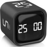 Rotating Pomodoro Timer 5/25/10/50, Desk Productivity Flip Timer, ADHD Tool | Countdown/Stopwatch Cube Timer, Vibration/High/Low Volume/Custom Modes, for Work Study, Back to School, Kitchen - Image 2