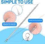 Teenitor Pimple Extractor Acne Treatment Tool Surgical Grade Blackhead Comedone Removal 2-in-1 Popper Tool for Face Nose Blackhead Extractor Tool Silver - Image 4