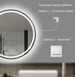 24 Inch Round LED Bathroom Mirror with Lights | Front Lit and Backlit,Black Frame, Dimmable, Anti-Fog, 3 Colors, Memory Function - Image 7
