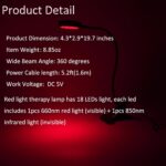 Red Light Relief Lamp for Face, USB-Powered, 18 LEDs 660nm and 850nm NIR‌ | LED Red Light for Body with Adjustable Angle and Clip, Suitable for Home Use, Relief - Image 3