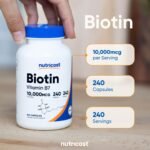 Nutricost Biotin (Vitamin B7) 10,000mcg (10mg), 240 Capsules, Quick Release | Vegetarian, Gluten Free, GMO-Free - Image 7