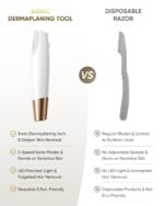 Dermaplane Razor for Women Face: Sonic Dermaplaning Tool for Silky Skin | Painless Electric Facial Exfoliation & Peach Fuzz Hair Removal with LED Light, 3 Speeds, Non-Irritating, 8 Blades (White) - Image 7