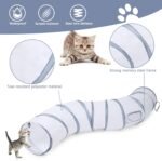 Sheldamy Cat Tunnel, S-2-Way Cat Tunnels for Indoor Cats, Collapsible Cat Play Tunnel, Interactive Toy Maze Cat House with 1 Play Ball for Cats, Puppy, Kitty, Kitten, Rabbit (White & Gray) - Image 4