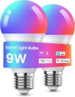 Meliya Smart Light Bulbs, Color Changing Smart Bulb Work with Alexa & Google Assistant, 2.4GHz WiFi Bluetooth LED Light Bulb, Dimmable & Timing,Music Sync,Voice Control,RGBWW A19, 9W 800 LM (2 Pack) - Image 2