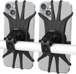 Bike Phone Mount 2 Pack, Universal Motorcycle Phone Holder for Bike, 360°Rotation Silicone Bicycle Phone Holder Handlebar Phone Mount Compatible with iPhone, Samsung, All Smartphones - Image 2