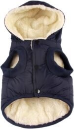 Vecomfy Warm Dog Coats with Hoodie,Winter Dog Jackets for Small Dogs | Fleece Lining Puppy Coat for Cold Weather,Soft Cozy,Windproof Doggie Clothes for Snow Play,Leash Hole for Daily Walk,BLue M - Image 2