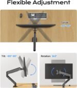 Pholiten Single Monitor Mount for up to 35" Screens | Fully Adjustable Gas Spring Arm, Holds up to 24lb, VESA 75/100mm, Black - Image 5