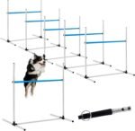Halloscume 6 Pcs Dog Agility Training Jumps Hurdles,Blue and White | Adjustable Jumps Hurdles, Pet Jump Bars with Bag and Whistle, Equipments for Indoor Outdoor Dogs Pet Agility Course Game - Image 2