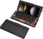 Doohoeek Universal Bluetooth Mini Keyboard, Wireless Compact Keyboard with Orange Navigation Keys & Any-Angle Stand for Android/iOS/Windows, Dual-Device Keypad for Phones/Galaxy Z Fold/iPad mini - Image 2