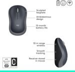 Logitech M185 Compact Ambidextrous 2.4 GHz Wireless Mouse - Swift Grey | Ambidextrous mouse with 2.4 GHz USB-A Nano Receiver, Optical Tracking, 12-Months Battery Life, PC, Mac, Laptop compatible - Image 7