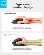 Anker 2.4G Wireless Ergonomic Mouse, Right Hand Vertical Mouse USB Receiver | Multi-Device Connectivity, 800/1200/1600 DPI, Wireless Mouse for Laptop, Desktop, PC, 5 Buttons, Black (Batteries Required) - Image 3