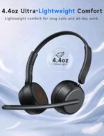 AOC Wireless Headset with Mic for Work, Bluetooth 5.4 Headphones-Dark Black | AI Noise-Canceling Mic for Clear Calls, Computer Headset with Mic Mute & USB A/C Dongle for PC, Computer, Laptop - Image 5