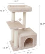 Cute Cat Tree Kitten Cat Tower Condo Cat Furniture Sisal Scratching Posts B | FISH&NAP For Indoor Jump Platform Activity Center Play House Beige - Image 7