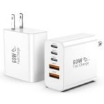 USB C Fast Charger Block,2Pack 60W 5-Port Multiport Charging Block,2 USB A & 3 USB C PD3.0 Power Adapter Charging Plug for iPhone 16/15/14/13/iPad Mini/Pro/AirPods 4/GalaxyS23(White) - Image 2