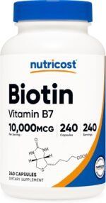 Nutricost Biotin (Vitamin B7) 10,000mcg (10mg), 240 Capsules, Quick Release | Vegetarian, Gluten Free, GMO-Free - Image 2