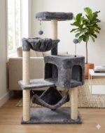 YUNIQUE Cat Tree with Cat Condo and Big Hammock, Grey - Image 9