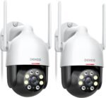 DEKCO 2K Outdoor WiFi Security Camera, Plug-in Pan-Tilt Dome, 2-Cam-Kit | App viewing, motion alerts, siren, 2-way audio and color night vision for front door, garage or yard - Image 2