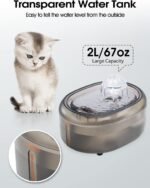 WOPET Cat Water Fountain, 2L Cat Fountain for Drinking- Pet Water Fountain Inside -Automatic Pet Water Dispenser for Cats & Small Dogs, Ultra Quiet Pump, BPA-Free, Visible Water Level - Image 5