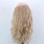 ELESTY Long Natural Curly Glueless Lace Front Wig Gloden Blonde Synthetic Lace Front Wigs for Women Left Part Glueless Heat Resistant Fiber Hair Daily Party Wig … - Image 5