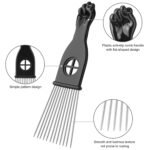 3 Pack Afro Hair Picks for Men and Women, Cpoxixt Metal Afro Comb Picks for Natural Curly Hair Styling Fist Design(Black) - Image 5