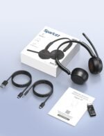 AOC Wireless Headset with Mic for Work, Bluetooth 5.4 Headphones-Dark Black | AI Noise-Canceling Mic for Clear Calls, Computer Headset with Mic Mute & USB A/C Dongle for PC, Computer, Laptop - Image 10