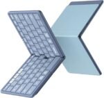 Samsers Full-Size Foldable Bluetooth Keyboard for Laptop Phone Tablet -Blue | 0.65in keycap, PU Leather Cover, Pocket-Sized, Mobile Working, Phone Stand, BT 5.1 x 3, On-the-go, for Travel Business Use - Image 2