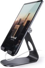 Lamicall iPad Stand Adjustable Tablet Holder, Sturdy Aluminum, Multi-Angle | Dock Stand for 4-13" iPad Pro Air Mini Kindle Tab Switch, All Aluminum Metal, Multi-Angle, Sturdy, Office Desk Accessories - Image 2
