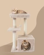 Cute Cat Tree Kitten Cat Tower Condo Cat Furniture Sisal Scratching Posts B | FISH&NAP For Indoor Jump Platform Activity Center Play House Beige - Image 3