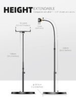 Lamicall Tablet Floor Stand Holder - Bed Gooseneck Mount for 4.7-13" iPad | 63" Adjustable Height, 10.6lb Ultra Stable Base,Flexible Arm for iPad Pro Air Mini, Galaxy Tab, Kindle, Phones - Image 6
