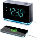 Emerson Smartset Alarm Clock Radio with Bluetooth Speaker with USB Port for iPhone/iPad/iPod/Android and Tablets, 1.4" Cyan LED Display and Night Light, ER100301 - Image 2