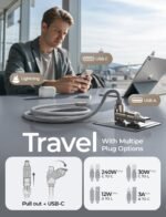 LISEN USB C to Lightning Cable, Chubby 240W 4 in 1 Charging Cable 6.6FT | USB A/C to C/Lightning with Light iPhone Charger for iPhone 17 16 15 14 Pro Max/MacBook Air Pro/iPad/Samsung S25/Switch/PS5 - Image 5