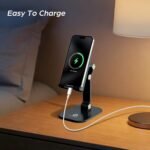 Phone Stand, Foldable Cell Phone Stand Holder for Desk Office Accessories Adjustable Height and Angle iPhone Stand Compatible with 4"-13" Phones iPad Tablet - Black - Image 7