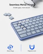 Samsers Full-Size Foldable Bluetooth Keyboard with Large Touchpad, Blue | Multi-touch Trackpad, BT5.1x 3, Easily Switch, Phone Holder, Mouse click, Mobile Workflow, Velvet Bag, Business Travel Use - Image 7