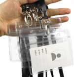Lanyard with ID Holder 50 Pcs Waterproof Name Tag Horizontal Badge ID Card Holders ID Pass Holder and 50 Pcs Flat Neck Black Lanyards Swivel Hook - Image 6