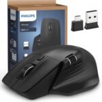 PHILIPS Ergonomic Wireless Mouse, Multi-Device Bluetooth (USB-A/C) for Laptop & Mac/PC, Silent Productivity Mouse with Side Scroll, 5-Level DPI Rechargeable Computer Mouse, Right-Handed Comfort - Image 2