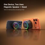 Black Shark Magnetic Phone Stand Bluetooth Speaker, Mini Portable Wireless Speaker with Aluminum Alloy Housing, RGB Lights, TWS Pairing, Hands-Free Speakerphone for Desk, Outdoor & Bathroom - Image 3