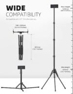 Lamicall Tablet Floor Tripod Stand 64.9" Fast Adjustable Height iPad Holder | Tablet Mount with Bluetooth Remote, 64.9" Fast Height Adjust, Watching for 4.7-13" iPad Pro Mini Air Kindle iPhone Fire Tabs - Image 6