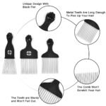 6 Pack Curly Afro Hair Metal Hair Picks, Metal Tool Hair Combs for Men Women Afro Wigs (Black) - Image 5